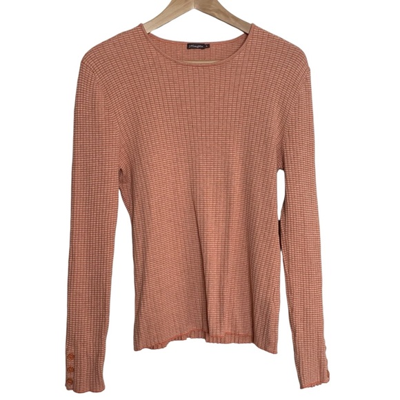 J McLaughlin Ribbed Knit Stretch Long Sleeve Top Size XL Orange Button Sleeve - Picture 1 of 7